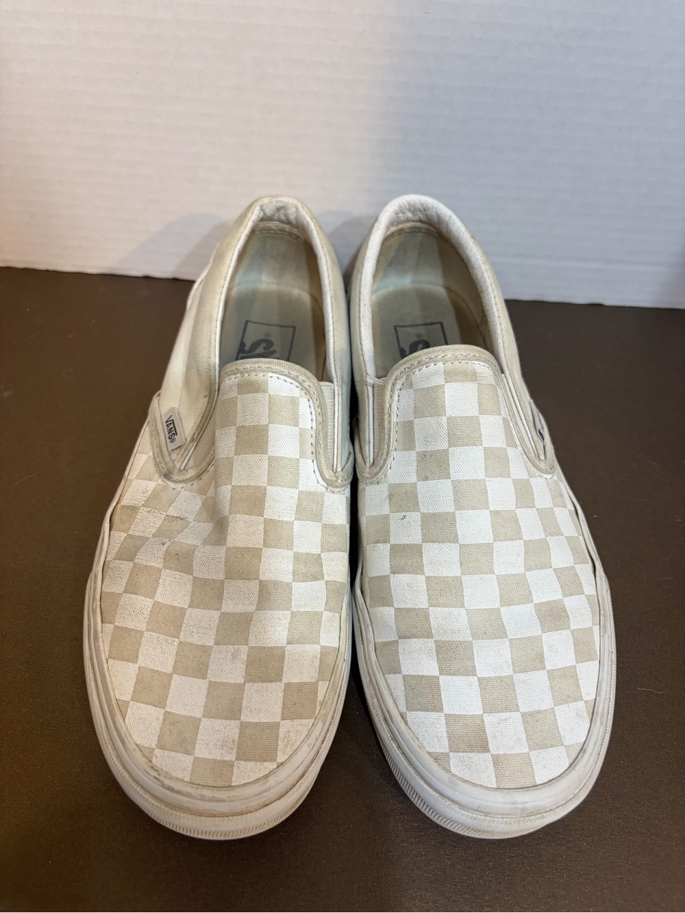Vans Slip-On Sneakers in Cream Checkerboard